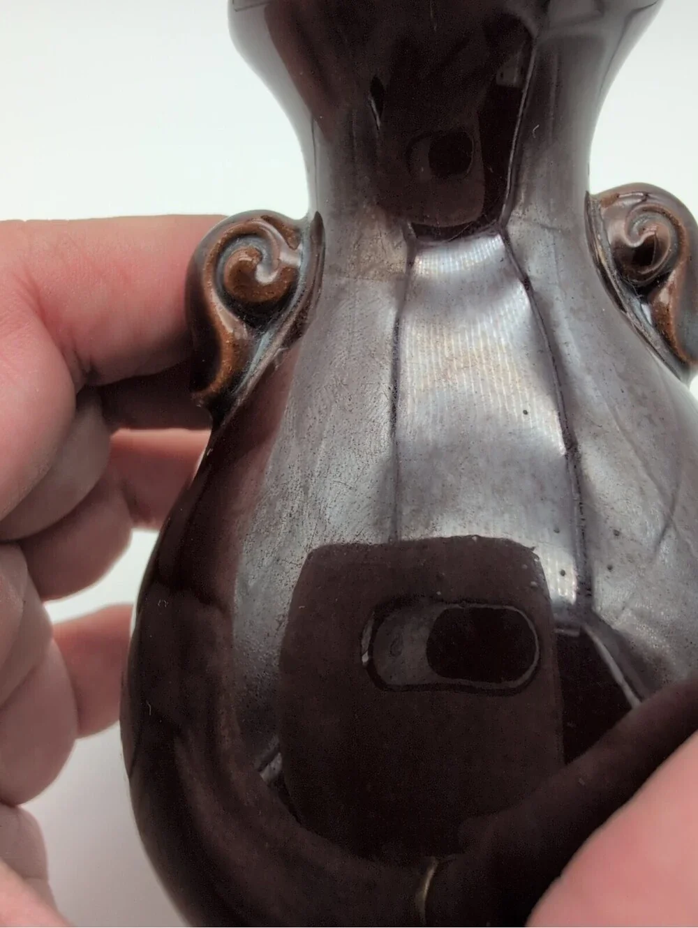 Banko Ware Japanese Pottery Intricately Carved Landscape House Miniature Vase 4